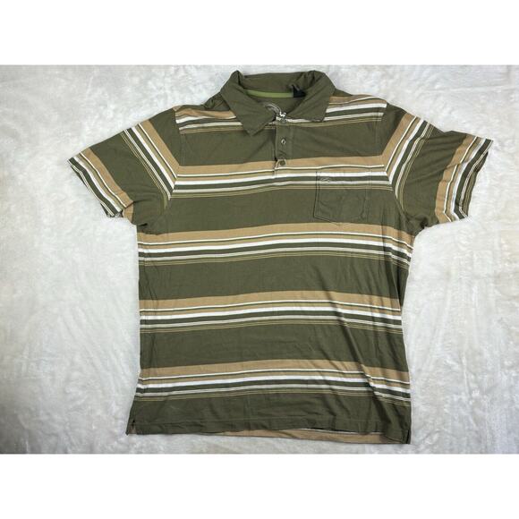 Kirra Shirt Mens Size XL Green White Striped Short Sleeve Polo Rugby Preppy Surf - Picture 1 of 8